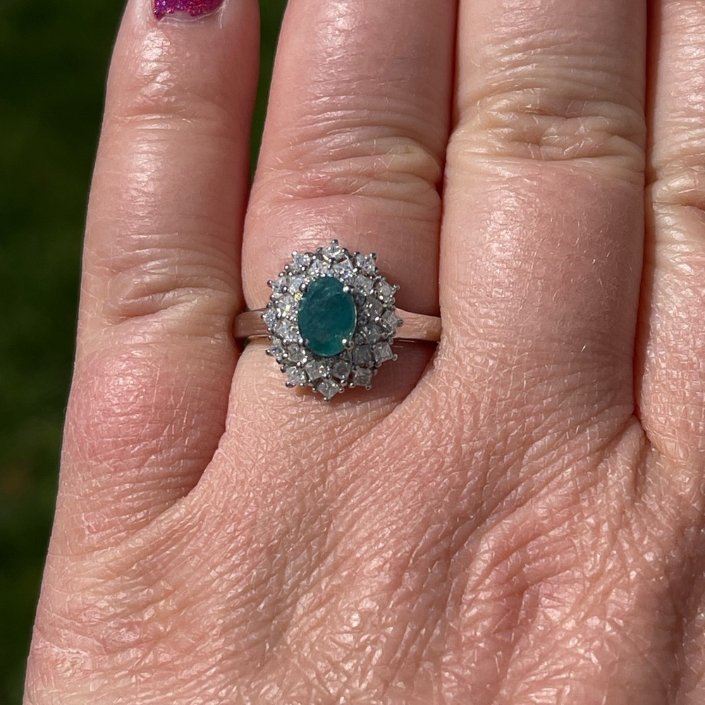 Grandidierite and Moissanite Halo Ring - Picture 7 of 7